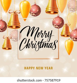 Christmas and New Year Card with Ornaments