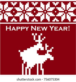 Christmas and New Year card. Red and white