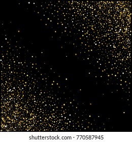 Christmas, new year card template with abstract golden star shaped confetti background.