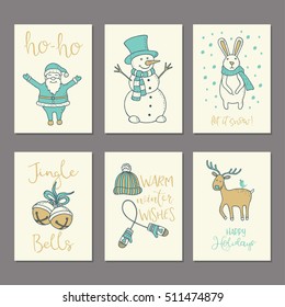 Christmas and New Year Cards Collection. Winter Holiday cards and Posters Templates Set. Also can be used as Congratulations, Invitations, Tags.