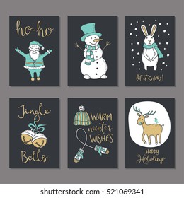 Christmas and New Year Cards Collection. Winter Holiday cards and Posters Templates Set. Also can be used as Congratulations, Invitations, Tags.