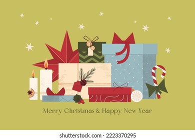 Christmas and New Year cards. cards. Vector illustration.