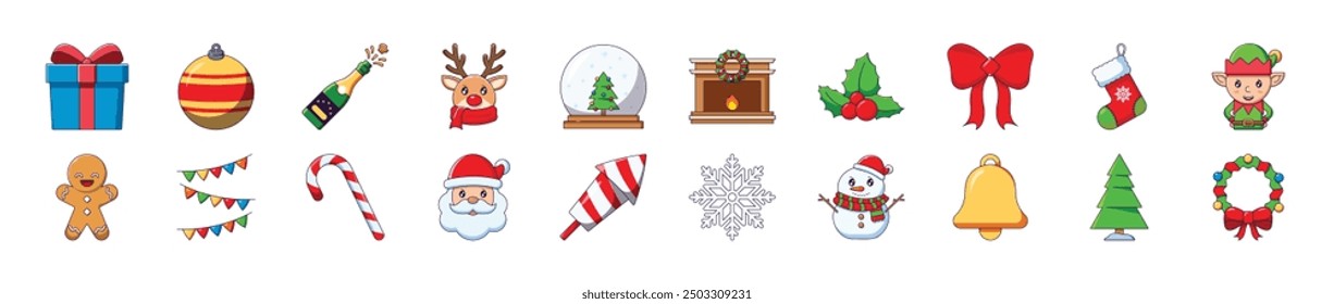 Christmas and New Year Cartoon Illustrations for design for Infographics, Books, Banners