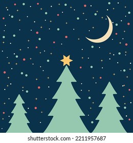 Christmas and New Year cartoon style vector illustration. Design for square flyer, banner, invitation card, booklet