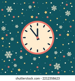 Christmas and New Year cartoon style vector illustration. Design for square flyer, banner, invitation card, booklet