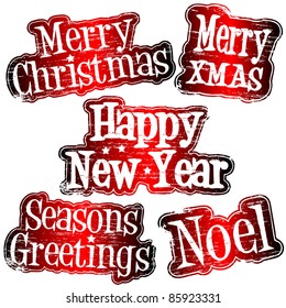 Christmas and New Year celebration rubber stamps