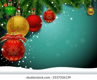 Christmas and New Year celebration vector illustration.