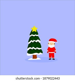 Christmas and New Year celebrations in the midst of a pandemic while maintaining health by wearing masks.  Prepare a Christmas tree and look forward to the present from Santa-Claus