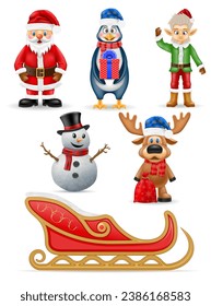 christmas and new year characters holiday symbols vector illustration isolated on white background