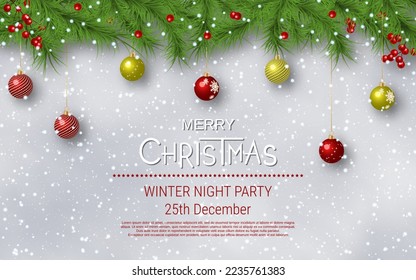 Christmas and New Year cloudy sky vector background with stars, snowflakes and winter decor