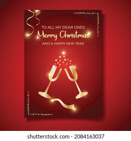 Christmas and New Year Cocktail Party Gorgeous Invitation card. Fully Editable and 100% Vector Design Template