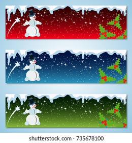 Christmas and New Year colorful cartoon vector banners collection