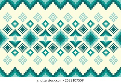 Christmas and New Year colorful seamless pattern, fairytale pixel pattern in colorful with Nordic snowflakes for winter hats, ugly sweaters, jumpers. wallpaper, paper or other design