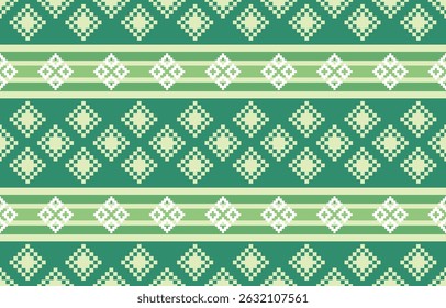 Christmas and New Year colorful seamless pattern, fairytale pixel pattern in colorful with Nordic snowflakes for winter hats, ugly sweaters, jumpers. wallpaper, paper or other design