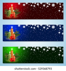 Christmas and New Year colorful vector banners collection