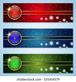 Christmas and New Year colorful vector banners collection.