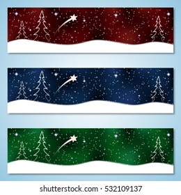 Christmas and New Year colorful vector banners collection.