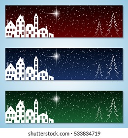 Christmas and New Year colorful vector banners collection