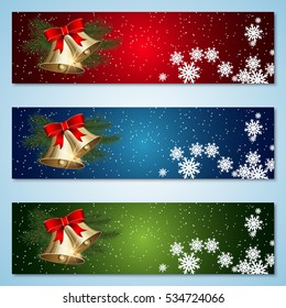 Christmas and New Year colorful vector banners collection.