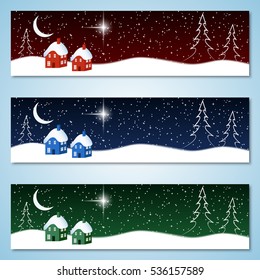 Christmas and New Year colorful vector banners collection.