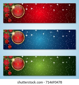 Christmas and New Year colorful vector banners collection