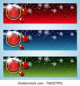 Christmas and New Year colorful vector banners collection