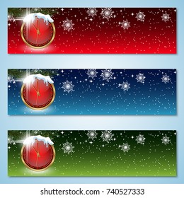 Christmas and New Year colorful vector banners collection