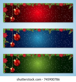 Christmas and New Year colorful vector banners collection