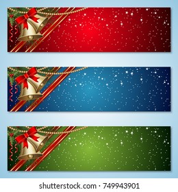 Christmas and New Year colorful vector banners collection