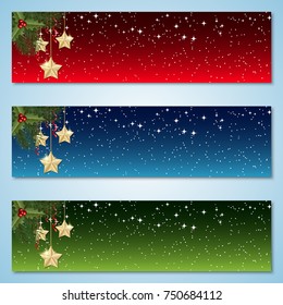 Christmas and New Year colorful vector banners collection
