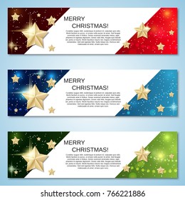Christmas and New Year colorful vector banners collection
