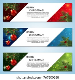 Christmas and New Year colorful vector banners collection