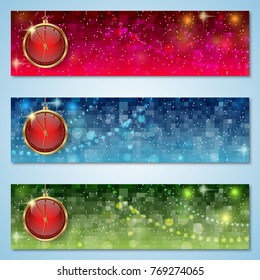 Christmas and New Year colorful vector banners collection