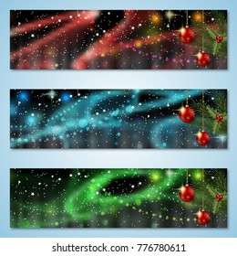 Christmas and New Year colorful vector banners collection