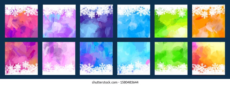christmas and new year colorful watercolor background useful for any project where a platter of color makes the difference bundle set with snowflakes color happy colour classic vacation star rainbow w