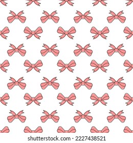 Christmas and New Year concept. Seamless vector pattern of small red bow on white background 