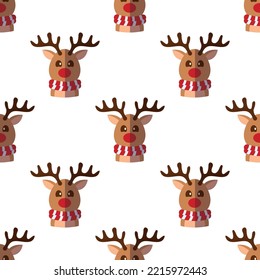 Weihnachten- und Neujahrskonzept. Einfaches Muster von flachem Weihnachtswild auf weißem Hintergrund. Perfekt für Webseiten, Wrapper, Geschenkbox, Postkarten 