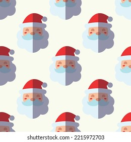 Concepto de Navidad y Año Nuevo. Sencillo patrón de Papá Noel sobre fondo beige claro. Perfecto para sitios web, envolturas, cajas de regalos, postales 