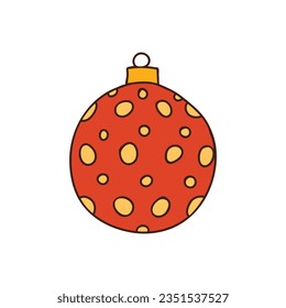 Christmas and New Year concept with christmas tree ball colorful doodle illustration in vector. Colorful icon of christmas tree ball icon