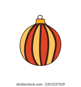 Christmas and New Year concept with christmas tree ball colorful doodle illustration in vector. Colorful icon of christmas tree ball icon