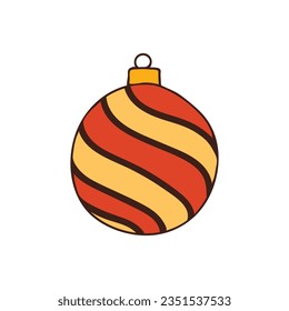 Christmas and New Year concept with christmas tree ball colorful doodle illustration in vector. Colorful icon of christmas tree ball icon