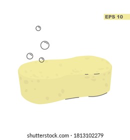 Christmas and New Year concept. Vector illustration of a yellow sponge isolated on a white background. Simple flat style, colored.