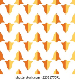 Christmas and New year concept. Vector seamless pattern of yellow flat bell on white background. Perfect for printing, wrapping, postcards, websites, wallpapers 