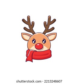Christmas and New Year concept. Vibrant vector illustration of Christmas deer in cartoon style. Vivid image perfect for web sites, books, shops, stores