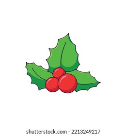 Christmas and New Year concept. Vibrant vector illustration of mistletoe in cartoon style. Vivid image perfect for web sites, books, shops, stores