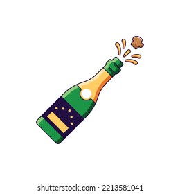 Christmas and New Year concept. Vibrant vector illustration of champagne in cartoon style. Vivid image perfect for web sites, books, shops, stores