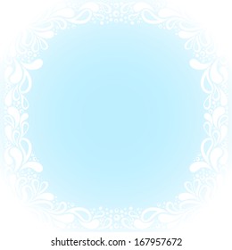 Christmas and New Year congratulation blank postcard with frozen background ornament