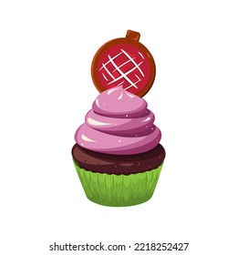 Christmas and New Year cupcakes and muffins decorated with ginger ball. An element of Christmas and New Year's design.