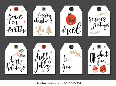 Christmas and New Year cute gift tags and labels