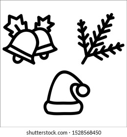 Christmas, New Year cute symbols sticker.